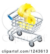 3d Golden Dollar Symbol In A Shopping Cart