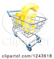 Poster, Art Print Of 3d Golden Euro Currency Symbol In A Shopping Cart