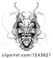 Poster, Art Print Of Black And White Woodcut Monster Dragon Head