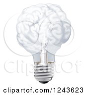 Poster, Art Print Of 3d Brain Shaped Light Bulb