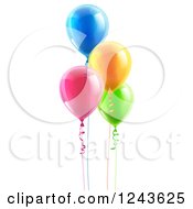 Poster, Art Print Of 3d Colorful Floating Party Balloons With Ribbons