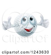 Poster, Art Print Of Happy Golf Ball Mascot Giving Two Thumbs Up