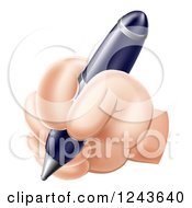 Clipart Of A Hand Writing With A Pen Royalty Free Vector Illustration