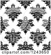 Poster, Art Print Of Seamless Background Pattern Of Black And White Damask Floral 2