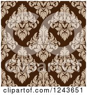 Poster, Art Print Of Seamless Background Pattern Of Brown Damask Floral