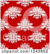 Poster, Art Print Of Seamless Background Pattern Of Red And White Damask Floral