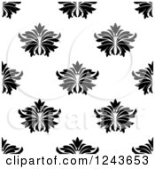Poster, Art Print Of Seamless Background Pattern Of Black And White Damask Floral 3