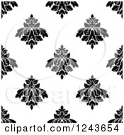 Poster, Art Print Of Seamless Background Pattern Of Black And White Damask Floral 4