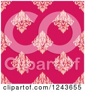 Poster, Art Print Of Seamless Background Pattern Of Pink And Tan Damask Floral