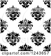 Clipart Of A Seamless Background Pattern Of Black And White Damask Floral 9 Royalty Free Vector Illustration