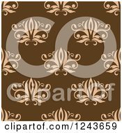 Poster, Art Print Of Seamless Background Pattern Of Brown Damask Floral 2