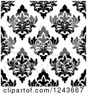 Poster, Art Print Of Seamless Background Pattern Of Black And White Damask Floral 6