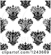 Poster, Art Print Of Seamless Background Pattern Of Black And White Damask Floral 7
