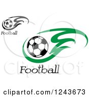 Clipart Of Flaming Soccer Balls And Football Text Royalty Free Vector Illustration