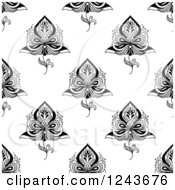 Seamless Black And White Henna Flower Pattern 4