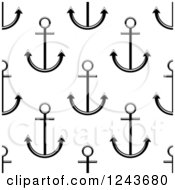 Clipart Of A Seamless Background Pattern Of Black And White Anchors 4 Royalty Free Vector Illustration