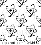 Clipart Of A Black And White Seamless Atom And Molecule Pattern 7 Royalty Free Vector Illustration