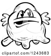 Clipart Of A Black And White Chubby Amoeba Royalty Free Vector Illustration
