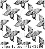 Poster, Art Print Of Seamless Black And White Butterfly Background Pattern 5