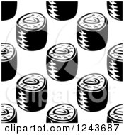 Clipart Of A Seamless Background Pattern Of Black And White Sushi Rolls Royalty Free Vector Illustration