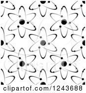 Clipart Of A Black And White Seamless Atom And Molecule Pattern 8 Royalty Free Vector Illustration