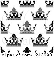 Clipart Of A Seamless Background Pattern Of Black And White Crowns Royalty Free Vector Illustration