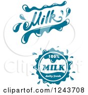Clipart Of Splash Teal Milk Designs Royalty Free Vector Illustration
