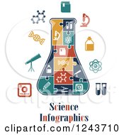 Poster, Art Print Of Science Infographics Text With Icons And Puzzle Pieces Forming A Beaker