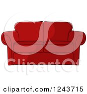 Clipart Of A Cartoon Red Sofa Royalty Free Vector Illustration