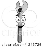 Clipart Of A Happy Adjustable Spanner Wrench Royalty Free Vector Illustration