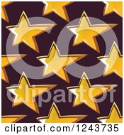 Clipart Of A Seamless Background Pattern Of Gold Stars On Brown Royalty Free Vector Illustration