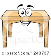 Clipart Of A Happy Cartoon Table Royalty Free Vector Illustration