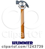 Clipart Of A Happy Hammer Character And Text Royalty Free Vector Illustration