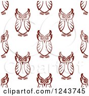 Clipart Of A Seamless Background Pattern Of Brown Owls Royalty Free Vector Illustration
