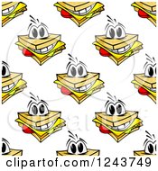 Poster, Art Print Of Seamless Background Pattern Of Happy Cheese Sandwiches
