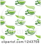Clipart Of A Seamless Background Pattern Of Tea Cups And Leaves 2 Royalty Free Vector Illustration
