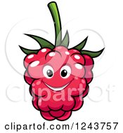 Clipart Of A Happy Cartoon Raspberry Royalty Free Vector Illustration