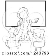 Poster, Art Print Of Black And White Sketched Female Teacher And Students In Class