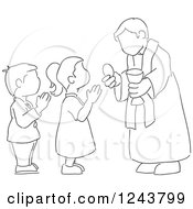 Poster, Art Print Of Black And White Sketched Boy And Girl At Their First Communion