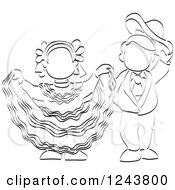 Poster, Art Print Of Black And White Sketched Boy And Girl Folk Dancing