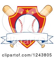 Poster, Art Print Of Crossed Bats And A Red And Yellow Baseball Shield With A Banner
