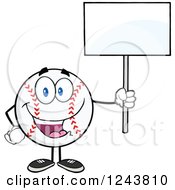 Poster, Art Print Of Cartoon Baseball Character Holding A Blank Sign