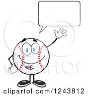 Poster, Art Print Of Talking Cartoon Baseball Character Waving