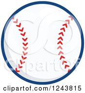 Poster, Art Print Of Cartoon Baseball With A Blue Outline