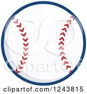 Clipart Of A Cartoon Baseball With A Blue Outline Royalty Free Vector Illustration