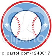 Poster, Art Print Of Cartoon Baseball In A Red And Blue Circle