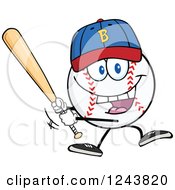 Poster, Art Print Of Cartoon Baseball Character Wearing A Cap And Batting
