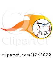 Poster, Art Print Of Tough Cartoon Baseball Character With A Trail Of Flames
