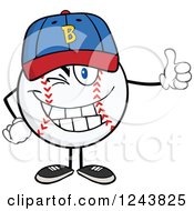 Poster, Art Print Of Cartoon Baseball Character Wearing A Hat Giving A Thumb Up And Winking