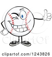 Poster, Art Print Of Cartoon Baseball Character Giving A Thumb Up And Winking